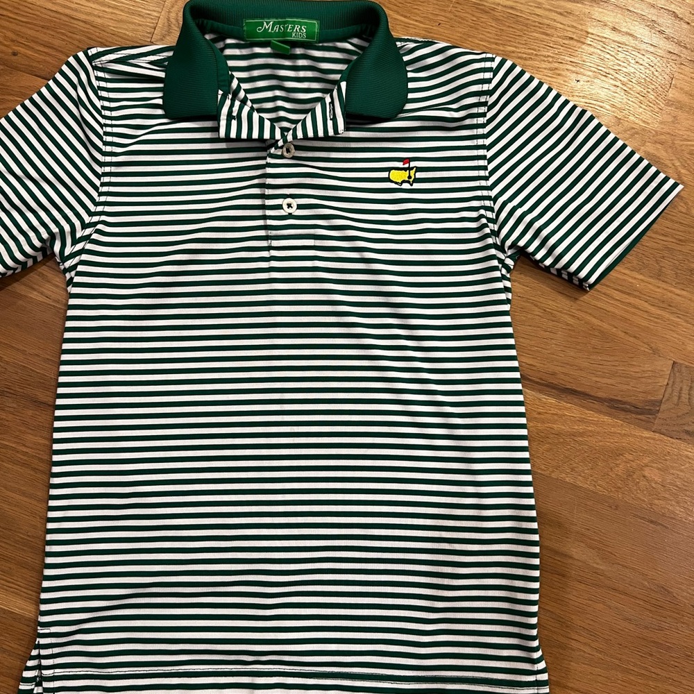 Masters Kids Polo with Green and White Stripes